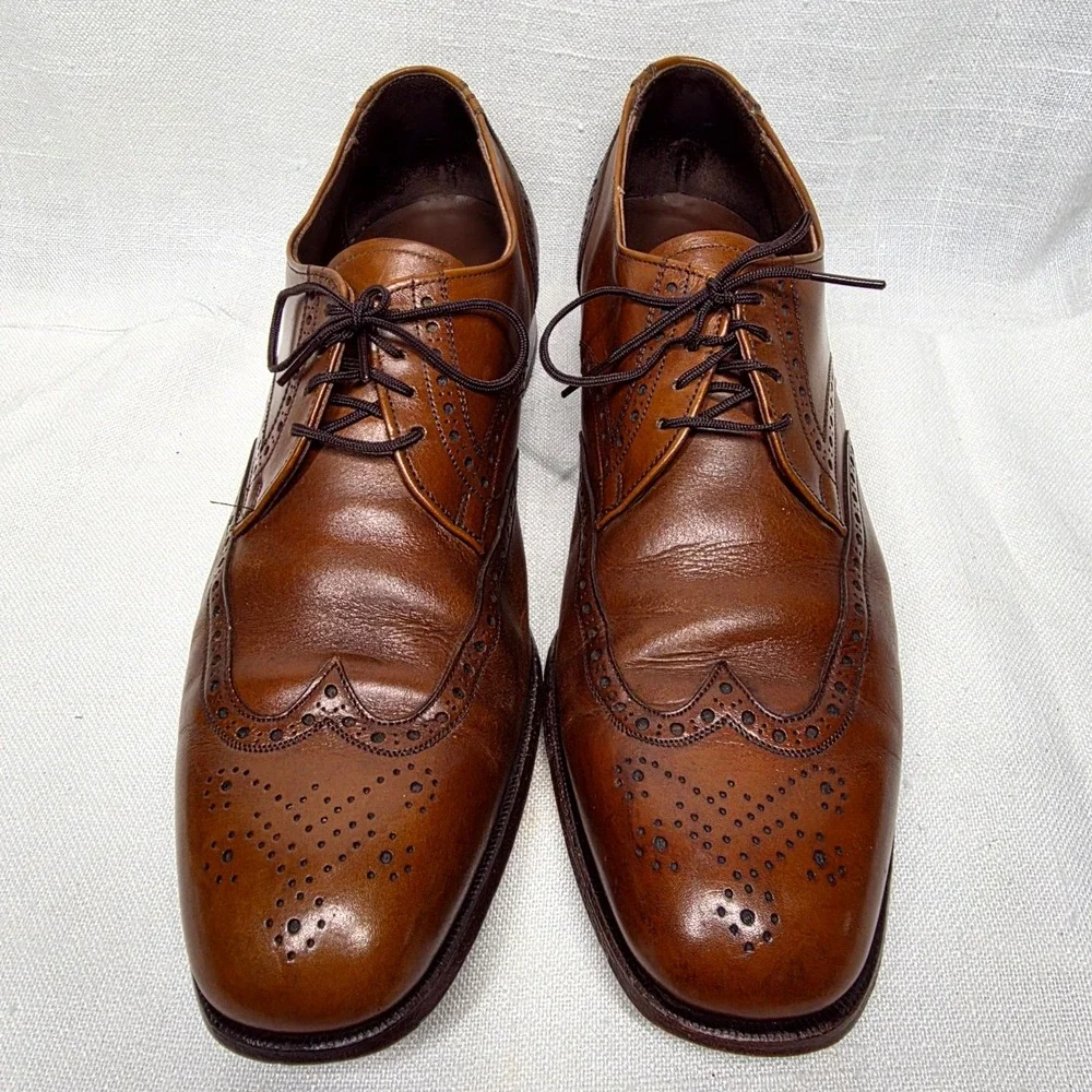 Bostonian Wingtip Oxford Mens 12 Brown‎ Leather Brogue Dress Shoes Lace Classic